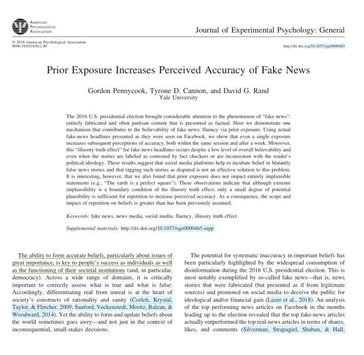 Fake news en herhaling doet geloven 1